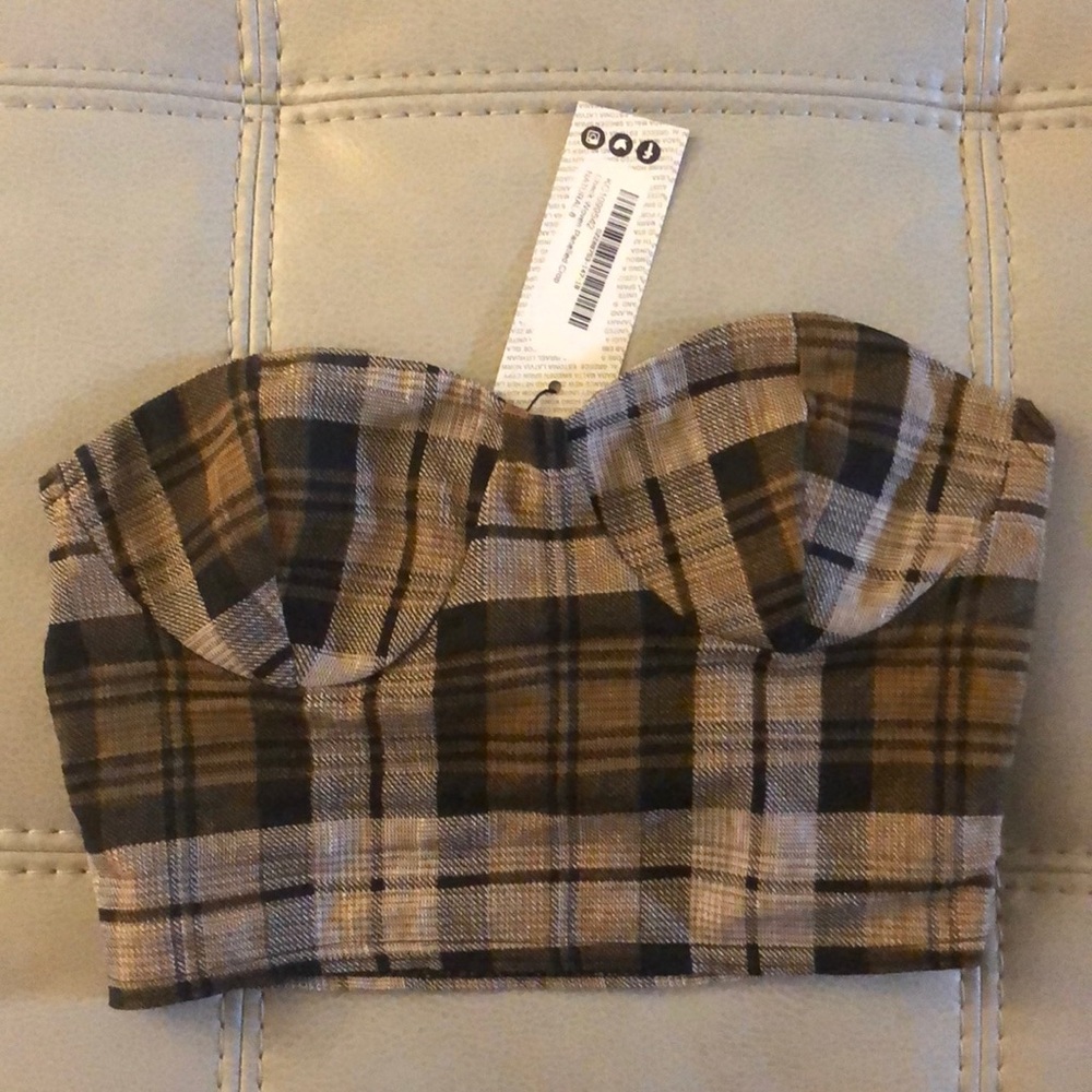 Check Woven Panelled crop